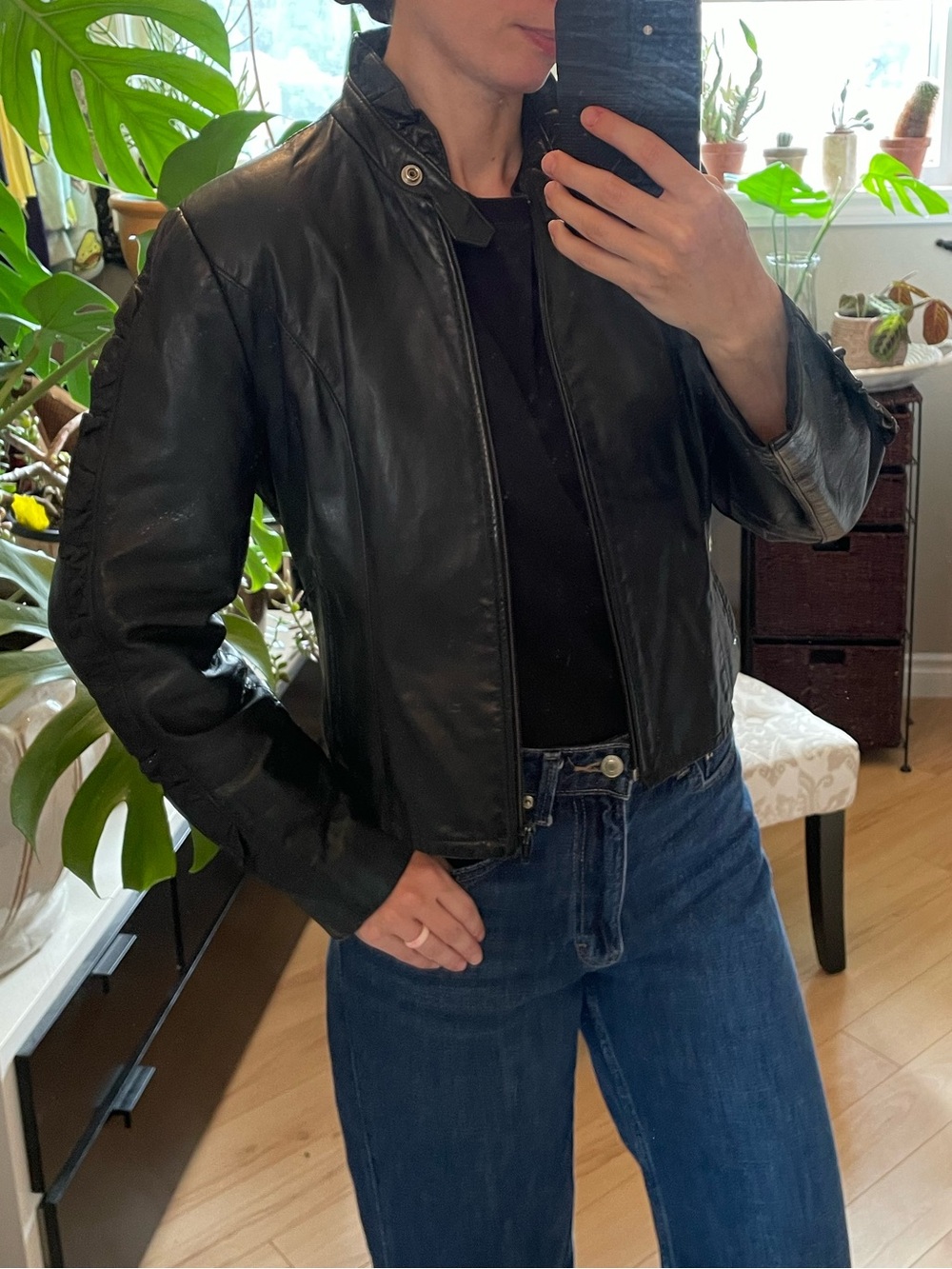 Vintage Women's Black Moto Leather Jacket